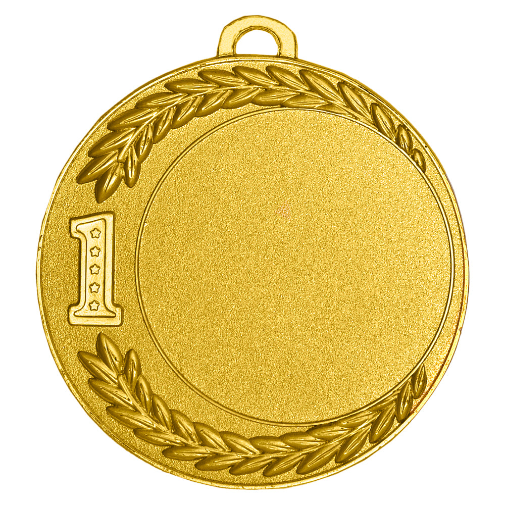 Wir präsentieren die Medaillen Worms 70 mm PK79173g-E50, eine Goldmedaille mit der Nummer Eins und einem Lorbeerkranz aus hochwertigem Material. Die Mitte der Medaille bleibt leer und enthält weder Text noch Bild, was ihr exklusives Design hervorhebt.