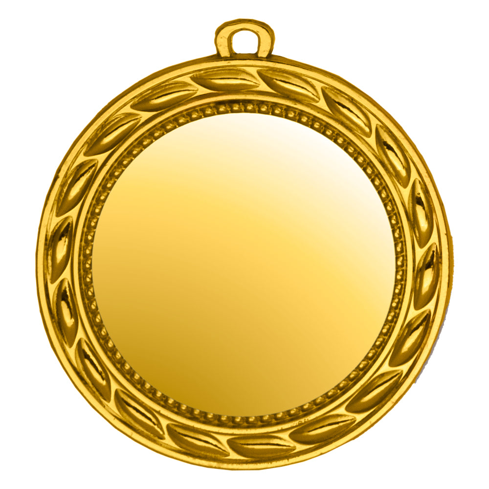 Wir präsentieren die Medaillen Minden 70 mm PK79175g-E50: eine runde Goldmedaille mit dekorativen Kanten und einer kleinen Schlaufe an der Oberseite zum Befestigen an einem Band und exklusivem Design.