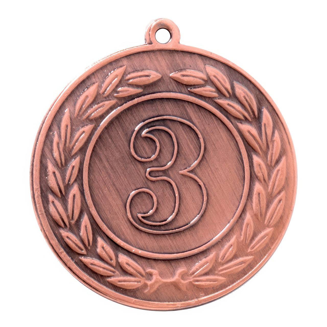 Die Medaillen Essen 40 mm PK79216 ist eine aus hochwertigem Material gefertigte Bronzemedaille mit einer großen Zahl „3“ in der Mitte, umgeben von einem exklusiven Lorbeerkranzdesign.