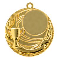 Thumbnail for Die 50 mm große Goldmedaille „Medaillen Kaiserslautern“ PK79217g-E25 zeigt das Design einer Trophäe und eines Lorbeerkranzes. Sie ist aus hochwertigem Material gefertigt und hat im Hintergrund einen leeren runden Bereich, der ihr exklusives Design zur Schau stellt.