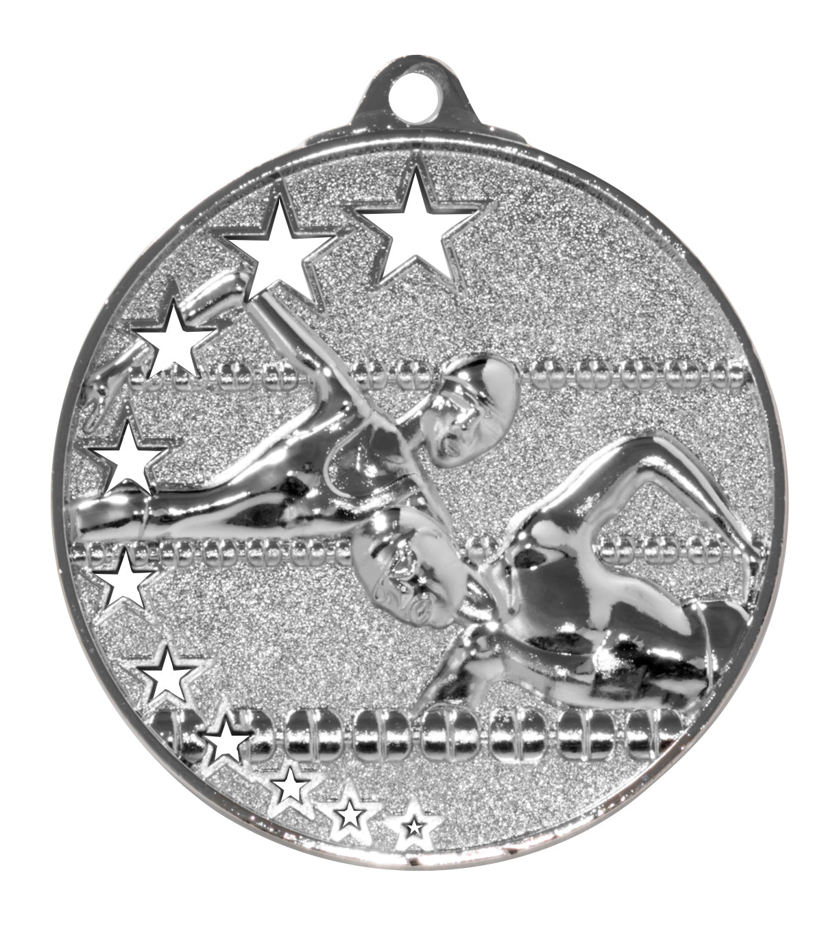 Die Schwimmen Medaillen Halle 52 mm PK79224 zeigen zwei Schwimmer und Sterne, sind aus hochwertigem Material gefertigt und stellen ein exklusives Design unter den Medaillen dar.