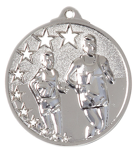 Exklusives Design: Die Laufen Medaillen Braunschweig 45 mm PK79259 aus hochwertigem Material bestechen durch ein Relief von zwei Läufern und mehreren Sternen am Rand.