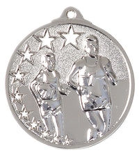 Thumbnail for Exklusives Design: Die Laufen Medaillen Braunschweig 45 mm PK79259 aus hochwertigem Material bestechen durch ein Relief von zwei Läufern und mehreren Sternen am Rand.