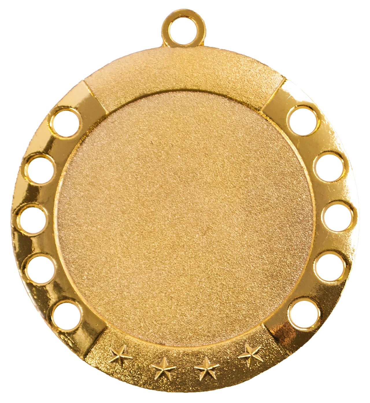 Die Medaillen Ulm 70 mm PK79308g-E50 ist eine Goldmedaille mit kreisförmigem Design, einer strukturierten Mitte, kleinen Aussparungen am Rand und drei Sternen an der Unterseite, gefertigt aus hochwertigem Material für ein exklusives Design.