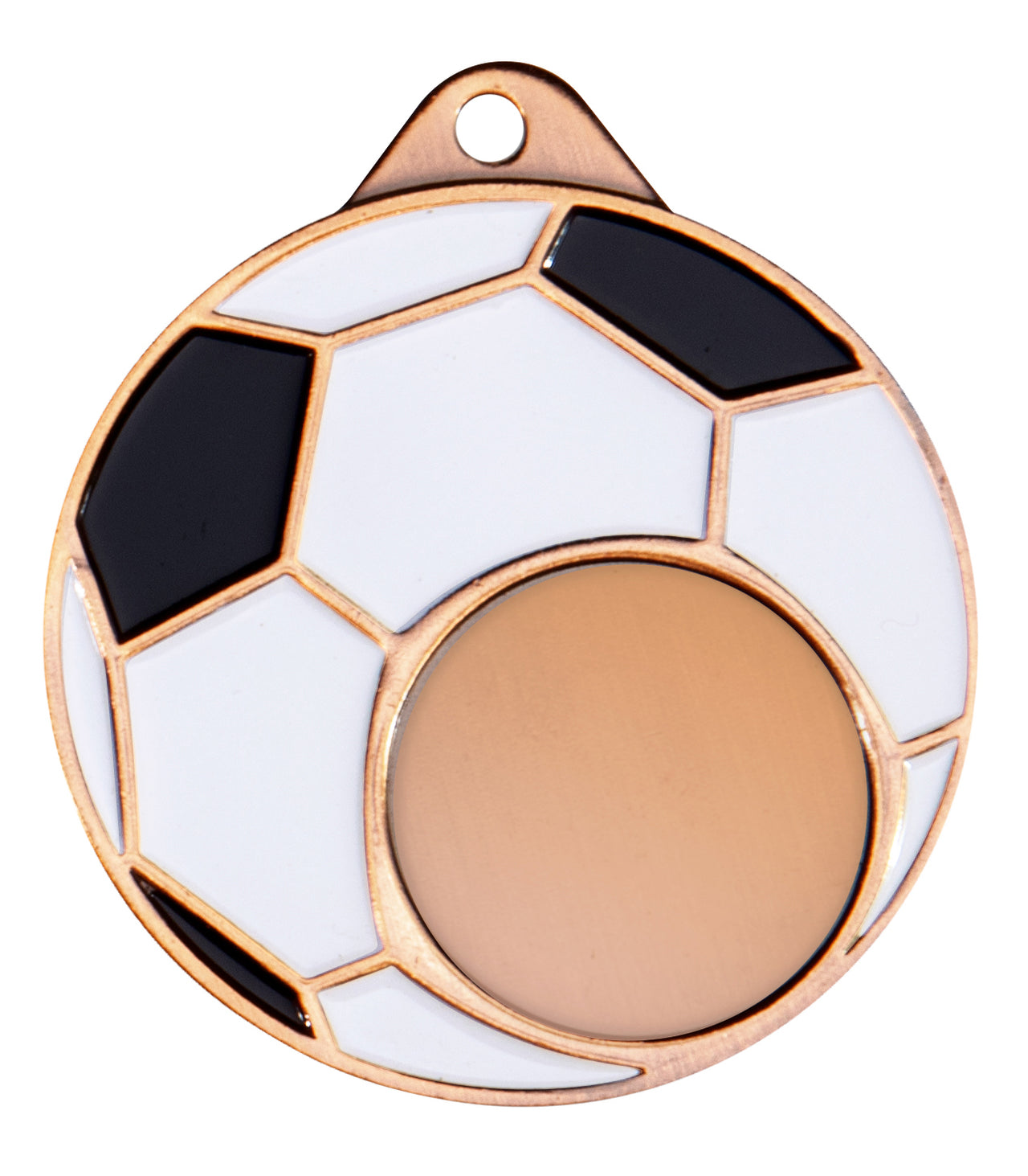 Wir präsentieren die Fußball-Medaillen Hagen 50 mm PK79318g-E25 – eine exquisit gestaltete Medaille mit Fußballmotiv in Gold, Schwarz und Weiß, gefertigt aus hochwertigen Materialien, mit einem leeren Mittelbereich zur individuellen Gestaltung.